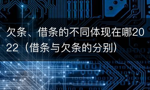 欠条、借条的不同体现在哪2022（借条与欠条的分别）