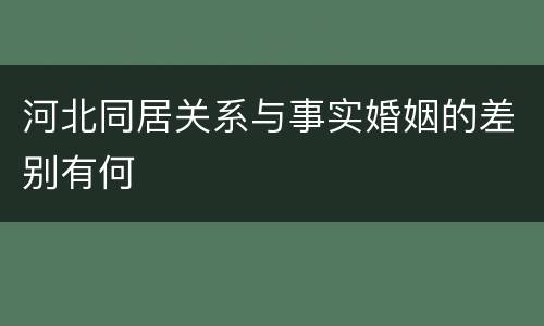 河北同居关系与事实婚姻的差别有何