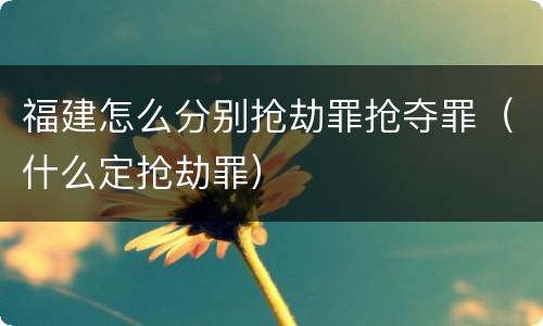 福建怎么分别抢劫罪抢夺罪（什么定抢劫罪）