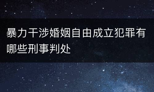 暴力干涉婚姻自由成立犯罪有哪些刑事判处