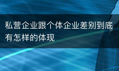 私营企业跟个体企业差别到底有怎样的体现