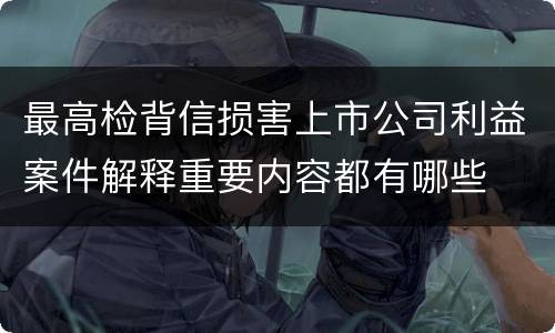 最高检背信损害上市公司利益案件解释重要内容都有哪些