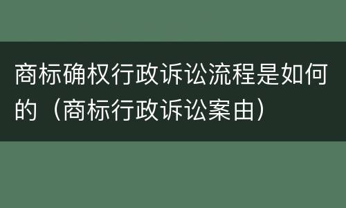 商标确权行政诉讼流程是如何的（商标行政诉讼案由）