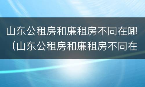 山东公租房和廉租房不同在哪（山东公租房和廉租房不同在哪里）
