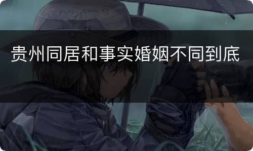贵州同居和事实婚姻不同到底