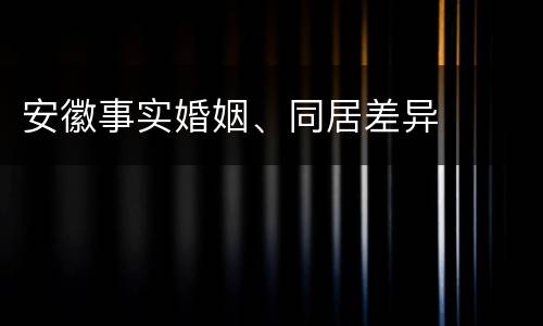 安徽事实婚姻、同居差异
