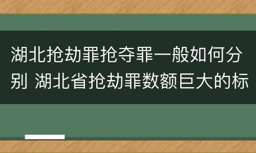 湖北抢劫罪抢夺罪一般如何分别 湖北省抢劫罪数额巨大的标准