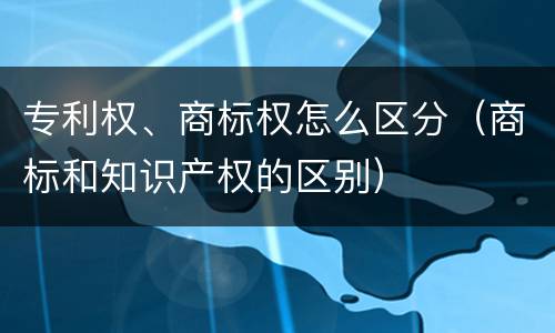 专利权、商标权怎么区分（商标和知识产权的区别）