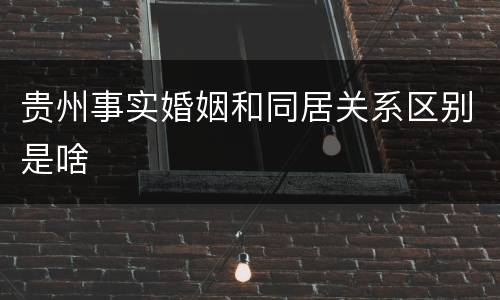 贵州事实婚姻和同居关系区别是啥