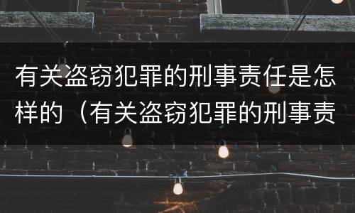 有关盗窃犯罪的刑事责任是怎样的（有关盗窃犯罪的刑事责任是怎样的处罚）