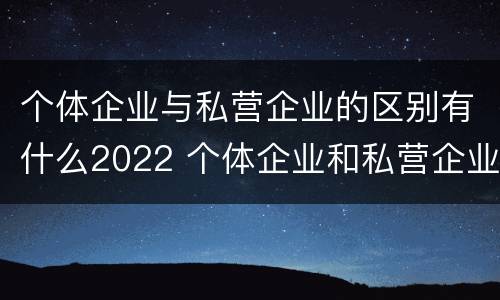 个体企业与私营企业的区别有什么2022 个体企业和私营企业