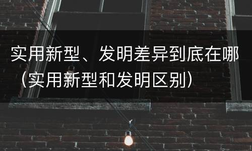 实用新型、发明差异到底在哪（实用新型和发明区别）