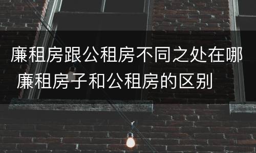 廉租房跟公租房不同之处在哪 廉租房子和公租房的区别