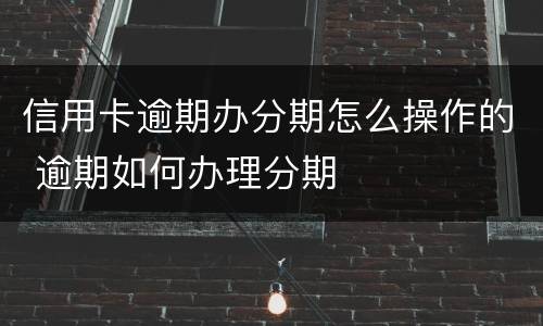 信用卡逾期办分期怎么操作的 逾期如何办理分期