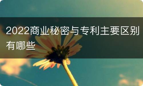 2022商业秘密与专利主要区别有哪些