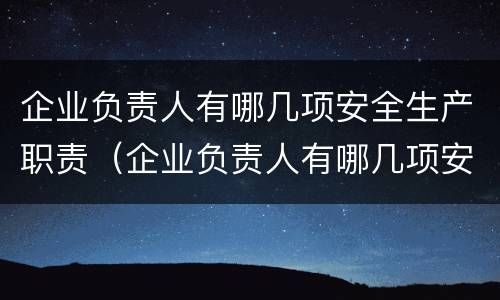 企业负责人有哪几项安全生产职责（企业负责人有哪几项安全生产职责和权限）
