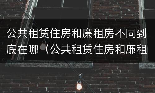 公共租赁住房和廉租房不同到底在哪（公共租赁住房和廉租房的区别）
