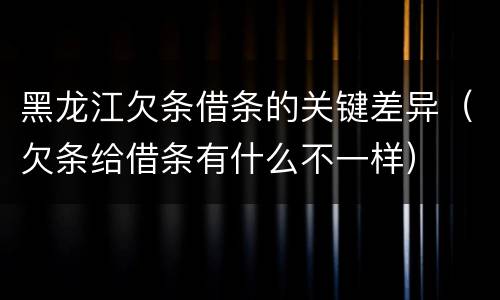 黑龙江欠条借条的关键差异（欠条给借条有什么不一样）