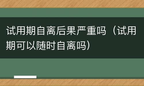 试用期自离后果严重吗（试用期可以随时自离吗）