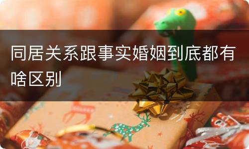 同居关系跟事实婚姻到底都有啥区别
