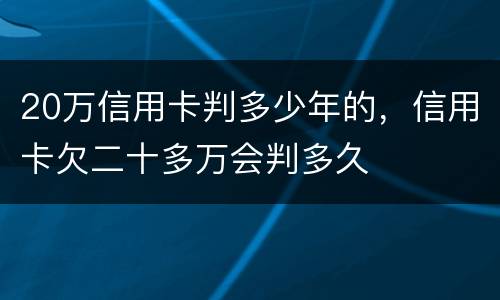 20万信用卡判多少年的，信用卡欠二十多万会判多久