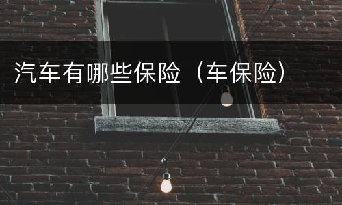 汽车有哪些保险（车保险）