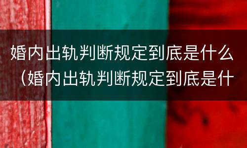婚内出轨判断规定到底是什么（婚内出轨判断规定到底是什么意思）