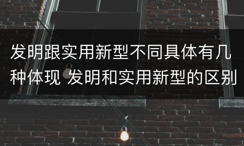 发明跟实用新型不同具体有几种体现 发明和实用新型的区别和联系有什么