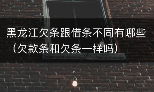 黑龙江欠条跟借条不同有哪些（欠款条和欠条一样吗）
