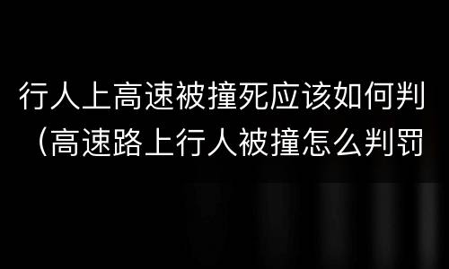 行人上高速被撞死应该如何判（高速路上行人被撞怎么判罚）