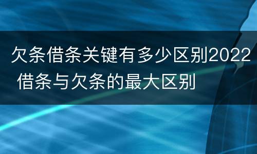 欠条借条关键有多少区别2022 借条与欠条的最大区别