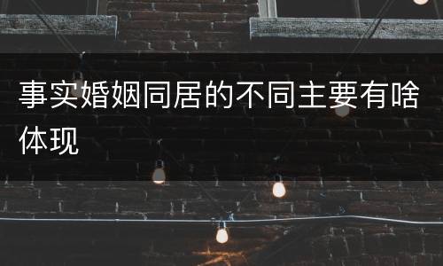 事实婚姻同居的不同主要有啥体现