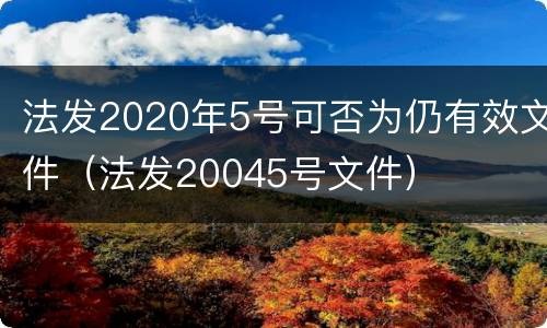 法发2020年5号可否为仍有效文件（法发20045号文件）