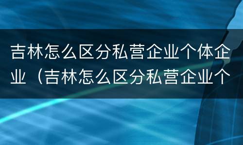 吉林怎么区分私营企业个体企业（吉林怎么区分私营企业个体企业和企业）