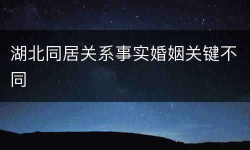 湖北同居关系事实婚姻关键不同