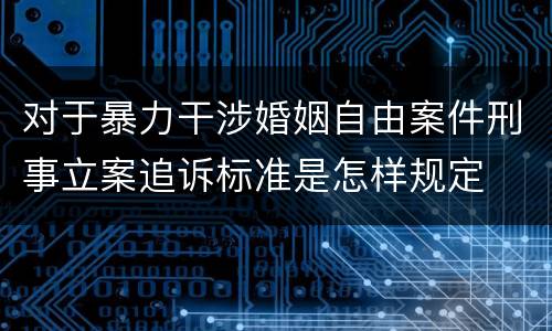 对于暴力干涉婚姻自由案件刑事立案追诉标准是怎样规定
