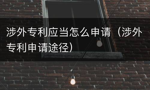涉外专利应当怎么申请（涉外专利申请途径）