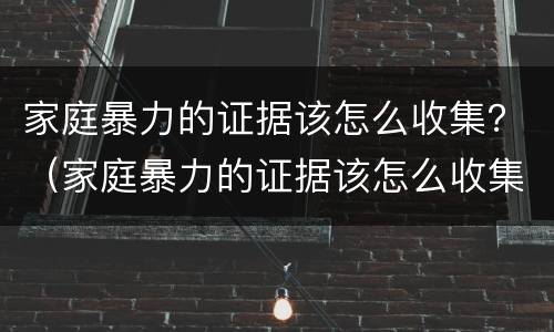 家庭暴力的证据该怎么收集？（家庭暴力的证据该怎么收集出来）