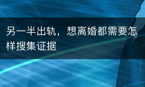 另一半出轨，想离婚都需要怎样搜集证据