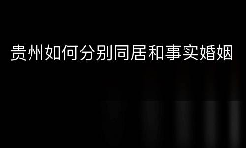 贵州如何分别同居和事实婚姻