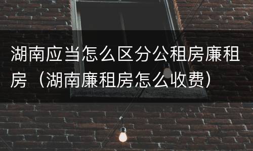 湖南应当怎么区分公租房廉租房（湖南廉租房怎么收费）