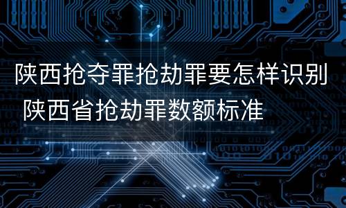 陕西抢夺罪抢劫罪要怎样识别 陕西省抢劫罪数额标准