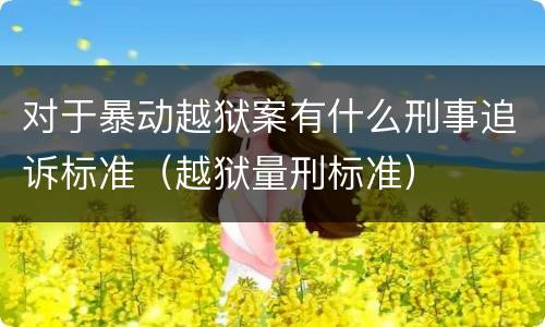 对于暴动越狱案有什么刑事追诉标准（越狱量刑标准）