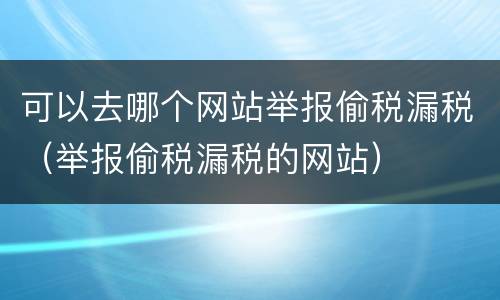 可以去哪个网站举报偷税漏税（举报偷税漏税的网站）