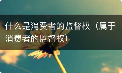 什么是消费者的监督权（属于消费者的监督权）
