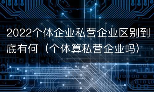 2022个体企业私营企业区别到底有何（个体算私营企业吗）