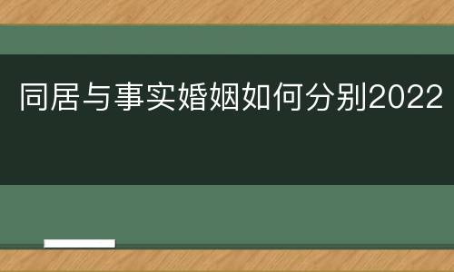 同居与事实婚姻如何分别2022