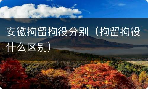 安徽拘留拘役分别（拘留拘役什么区别）