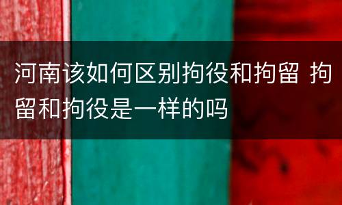 河南该如何区别拘役和拘留 拘留和拘役是一样的吗