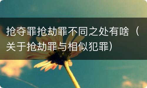 抢夺罪抢劫罪不同之处有啥（关于抢劫罪与相似犯罪）